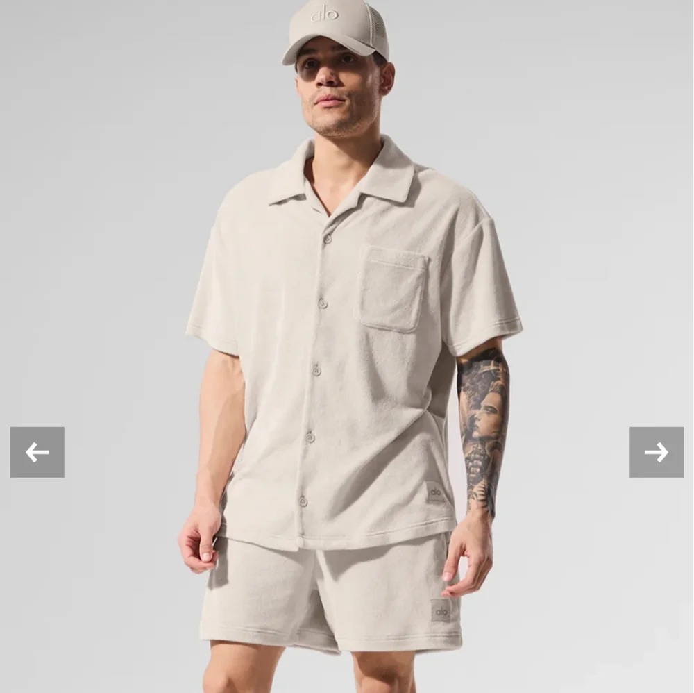 NWT Alo Yoga Coastal Terry Shirt and Short Set Bone Small - Picture 5 of 10